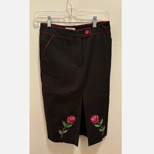 Vintage Moschino Cheap And Chic Rose embroidered Skirt Size 6 / Size Small Rare